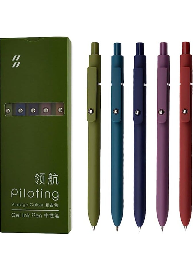 Gel Pens, 6 Pcs 0.5mm Japanese Black Ink Pens Fine Point Smooth Writing Pens with Silicone Grip, High-End Series Metal Clip Retractable Pens for Journaling Note Taking - Image 1