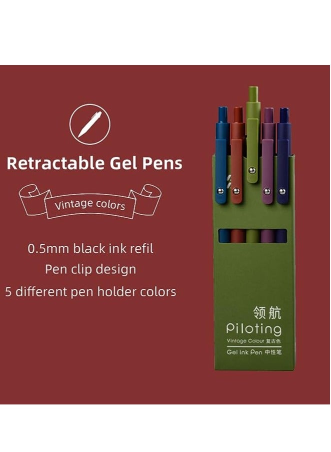 Gel Pens, 6 Pcs 0.5mm Japanese Black Ink Pens Fine Point Smooth Writing Pens with Silicone Grip, High-End Series Metal Clip Retractable Pens for Journaling Note Taking - Image 2