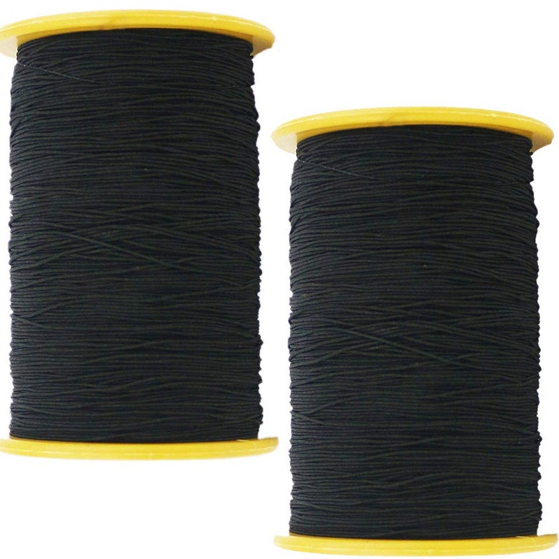 TIHOOD 2PCS 05mm Thickness 547 Yard Elastic Thread Black