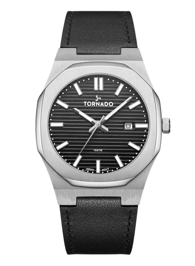 TORNADO Men's Leather Analog Watch T22002-SLBB - 40 mm