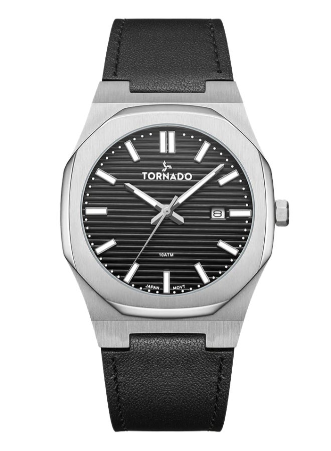 TORNADO Men's Leather Analog Watch T22002-SLBB - 40 mm - Image 1