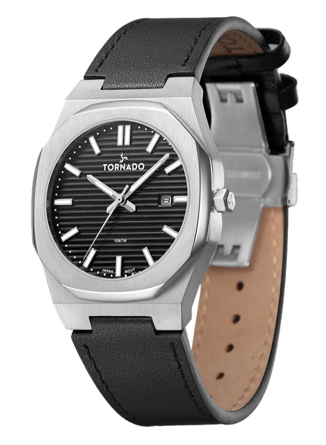 TORNADO Men's Leather Analog Watch T22002-SLBB - 40 mm - Image 2