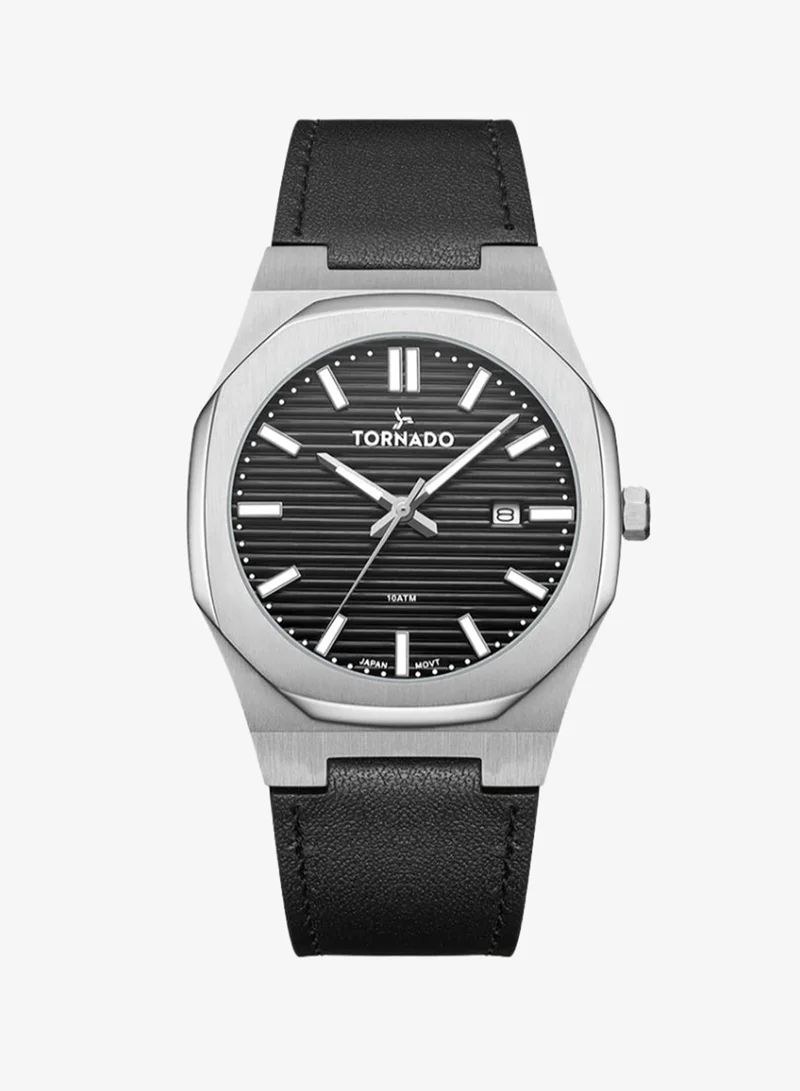 Tornado Men's Genuine Leather 3H with date Display Watch T22002-SLBB - 40mm mm