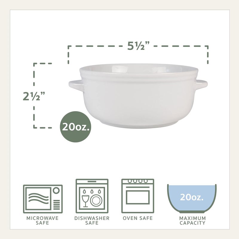 Everyday White by Fitz and Floyd Set of 4 Handled Soup Chili Bowls 20 ounces White - Image 2