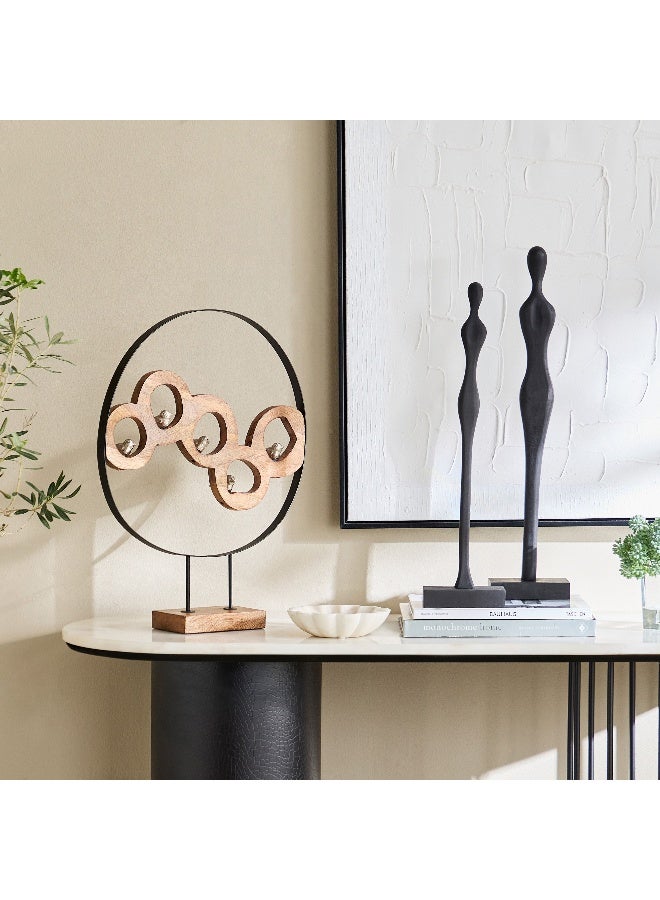 Home Box Rayon Wooden Human Figurine Table Decor with Wooden Base - 12x7.5x48 cm  - Image 3