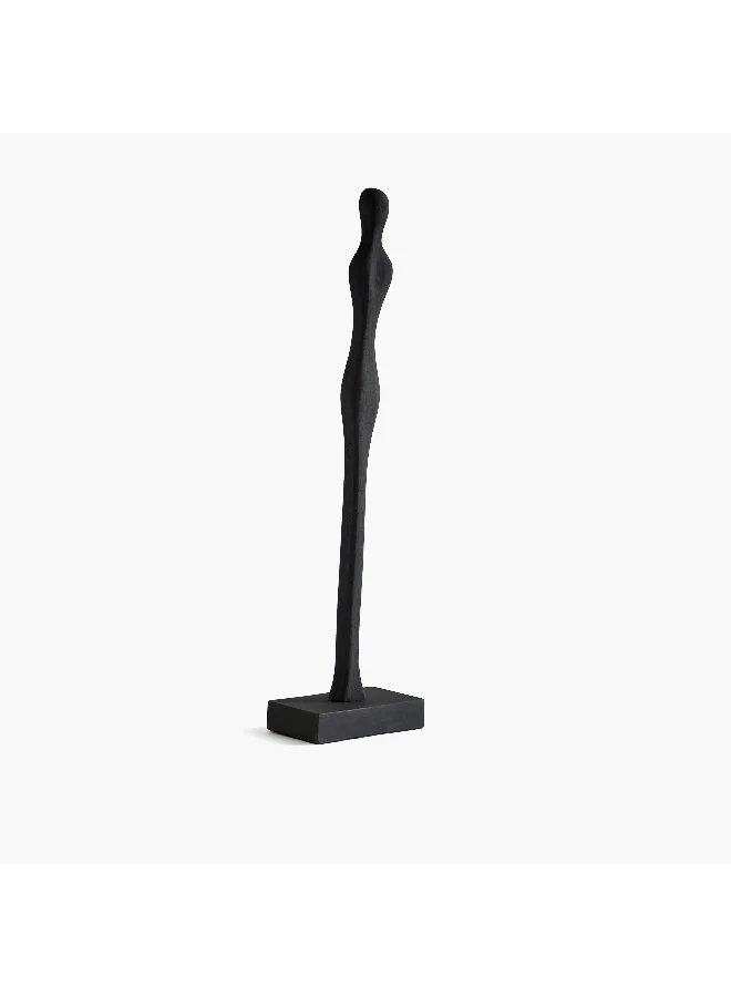 Home Box Rayon Wooden Human Figurine Table Decor with Wooden Base - 12x7.5x48 cm