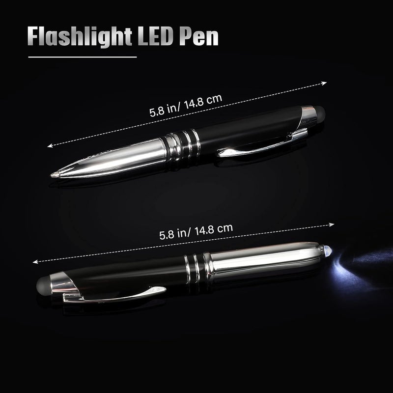 klarako 30 Pieces LED Ballpoint Pen with Stylus Tip, Multi-Function Capacitive Pen with LED Flashlight, 1.0 mm Black Ink Metal Pen Stylus Pen for Touch Screens, 3 in 1 Stylus Ballpoint Pen (Multiple Colors) - Image 4