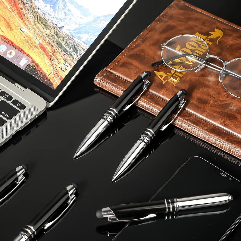 klarako 30 Pieces LED Ballpoint Pen with Stylus Tip, Multi-Function Capacitive Pen with LED Flashlight, 1.0 mm Black Ink Metal Pen Stylus Pen for Touch Screens, 3 in 1 Stylus Ballpoint Pen (Multiple Colors) - Image 3
