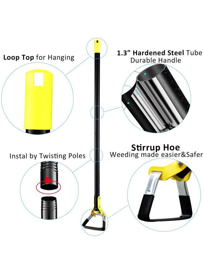 DonSail Hoe Garden Tool - Scuffle Garden Hula Hoes for Weeding Gardening Long Handle Heavy Duty - Adjustable Weeding Loop Stirrup Hoe 30-43 Inch Black - Image 5