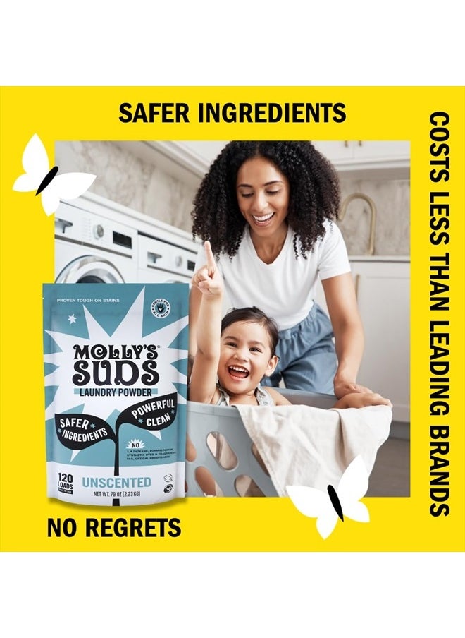 MOLLY'S SUDS Original Laundry Detergent Powder | Natural Laundry Detergent Powder for Sensitive Skin | Earth-Derived Ingredients, Stain Fighting | 240 Loads (Unscented)  - Image 4