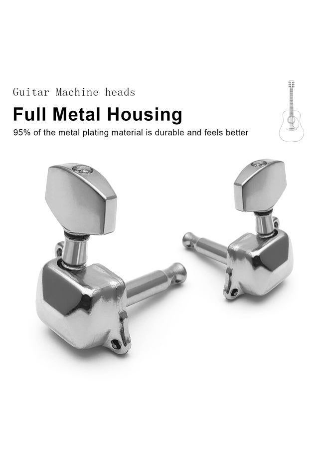 SAPHUE 3+3 Semi-closed Guitar Tuners String Tuning Pegs Keys Machine Heads Set for for Acoustic or Electric Guitar (Chrome) - Image 2