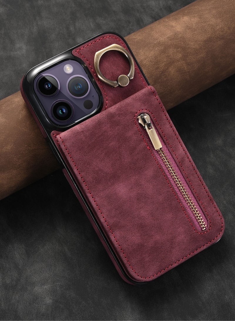 Suteni Back Cover Leather Card Slots Phone Case for iPhone - Image 1