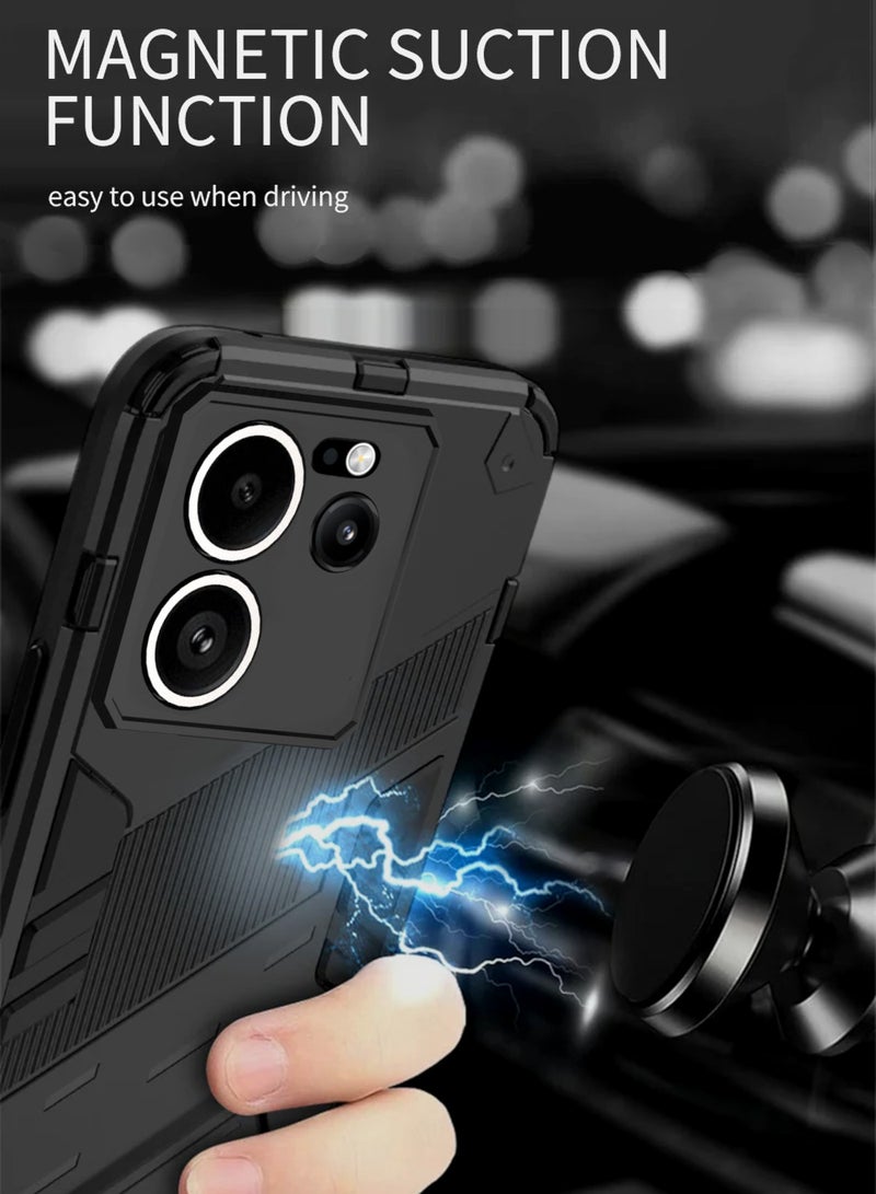 ELLAGECASE Shockproof Case for Xiaomi Redmi Note 13T 2023 / 13T Pro /  K60 Ultra, Enhanced Protection, Built-in Magnetic Mount, Convenient Stand, Solid Camera Protection - Image 5