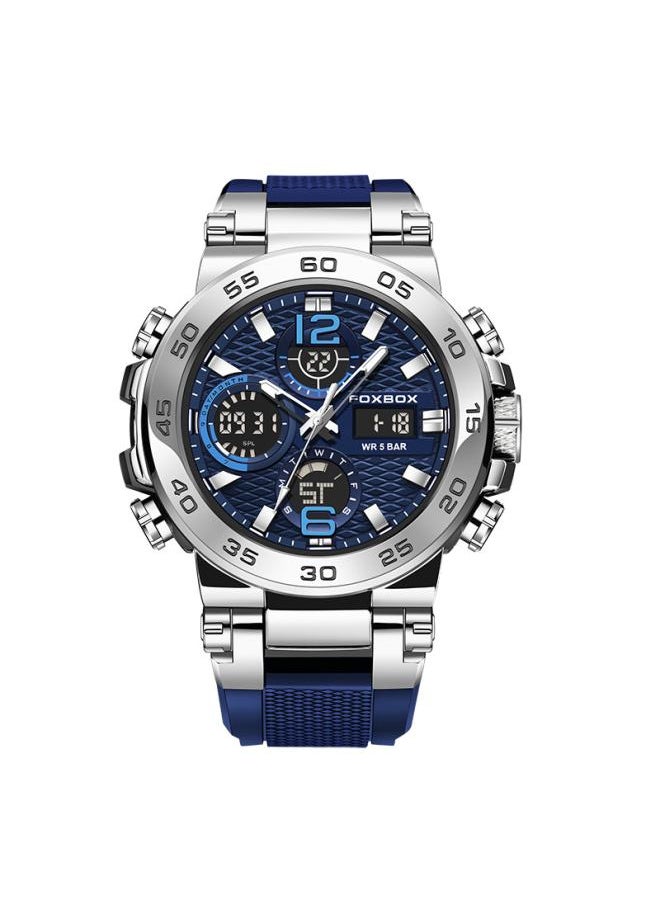 NIBEMINENT Foxbox Fashion New Double Display Multi-function Adhesive Tape Luminous Timing Sports Casual Waterproof Men's Watch 0033 