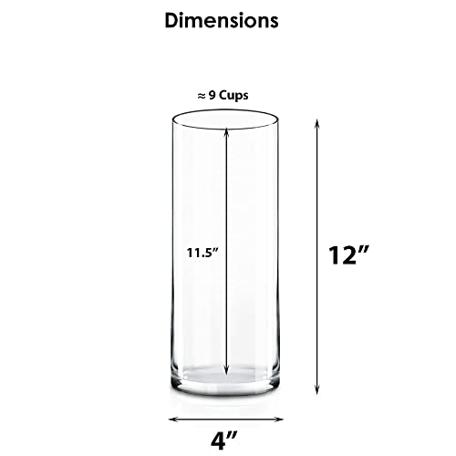 CYS Excel Clear Glass Cylinder Vase (H:12" D:4") | Multiple Size Choices Glass Flower Vase Centerpieces | Hurricane Floating Candle Holder - Image 2