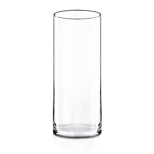 CYS Excel Clear Glass Cylinder Vase (H:12" D:4") | Multiple Size Choices Glass Flower Vase Centerpieces | Hurricane Floating Candle Holder - Image 1