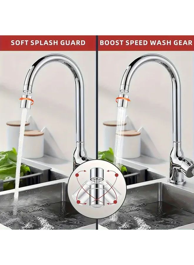 Gray 360 Degree Rotating Water Sprayer Splash Guard Water Saving Extended Spout Dual Flow Bubble Filter - Image 1