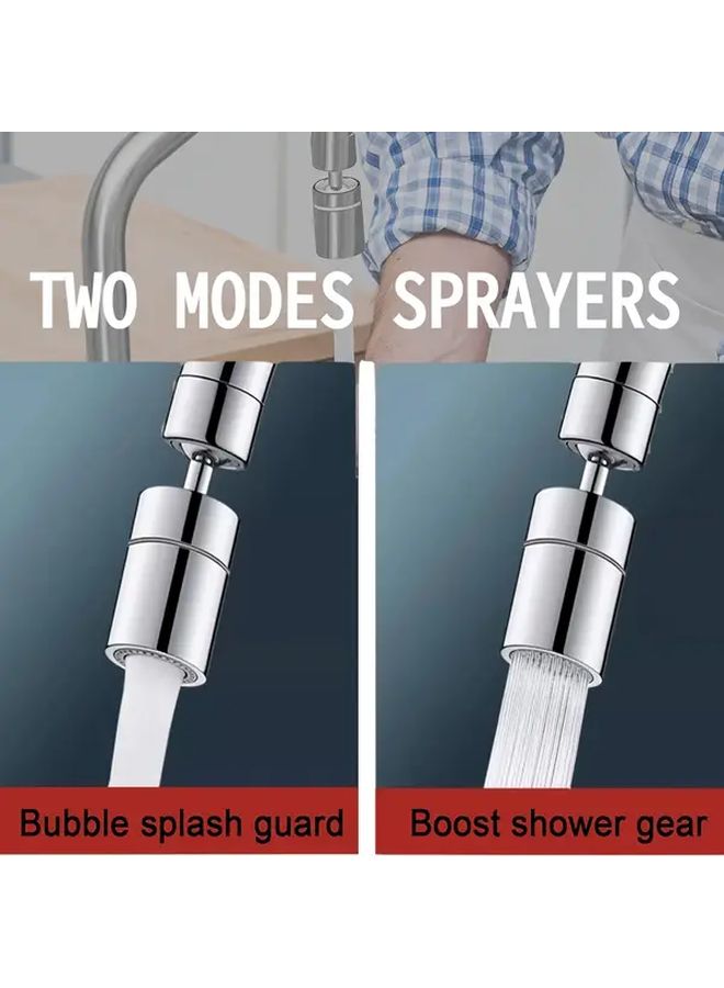 Gray 360 Degree Rotating Water Sprayer Splash Guard Water Saving Extended Spout Dual Flow Bubble Filter - Image 2
