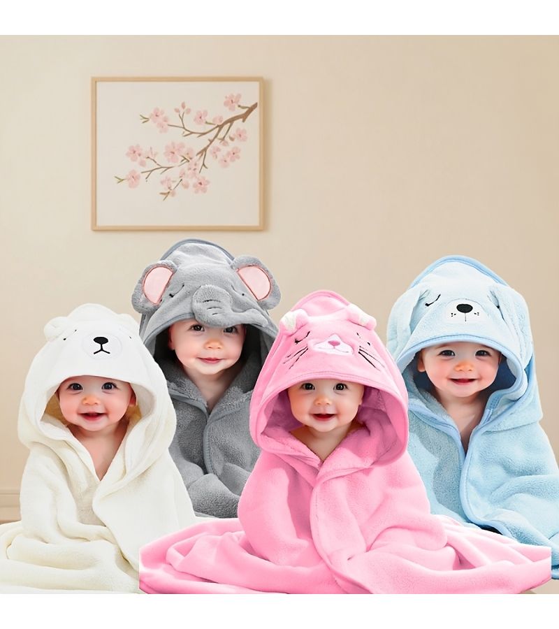 Pink Cat Baby Kids Bath Towel Soft Absorbent Fiber Material - Image 1