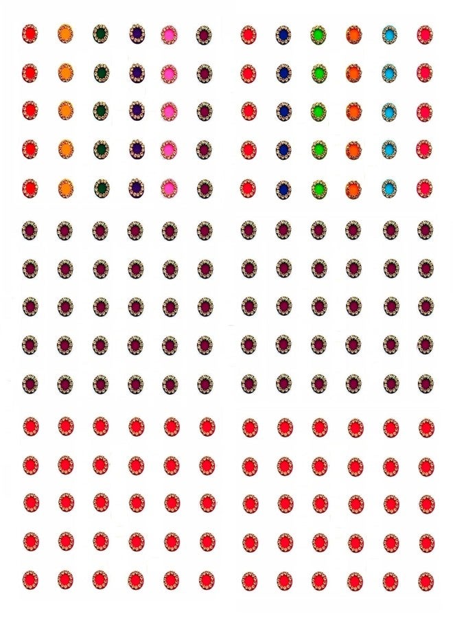 VAMA Multicolour Red Maroon Colour Kumkum Sindoor Pottu Bindee for Girls Fancy Stone Bride Bindi Sticker for Women Wedding (Size 6mm - Pack of 180 Bindis) - Image 2