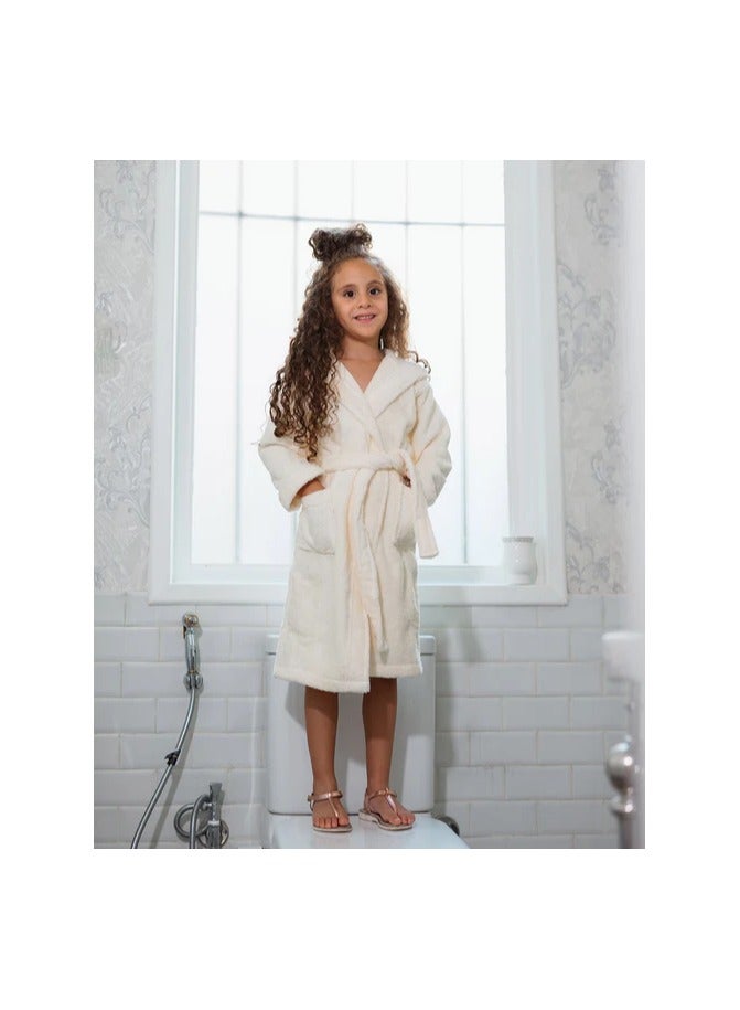 روب حمام أطفال قطن 100% (أوف وايت) (4 سنوات) - Image 2