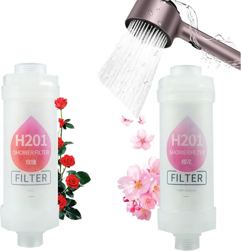 HIHIDAY Vitamin C shower filter, Filters Contaminants like Free Chlorine, shower filters to remove toxic chemicals, Easy Installation Filtered Shower Water for Healthier Skin & Hair (2, Rose + Cherry Blossom) - Image 1