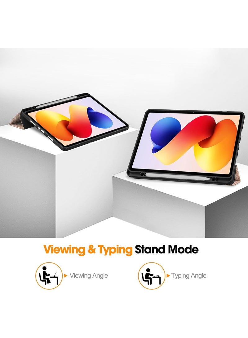 VKL Case Compatible with Xiaomi Redmi Pad 2 Pro 12.1 inch 2025 Tablet, Tri-Fold PU Leather Case with Auto Wake/Sleep, Soft TPU Back Shockproof Cover Built-in Pen Holder (Rose Gold) - Image 4