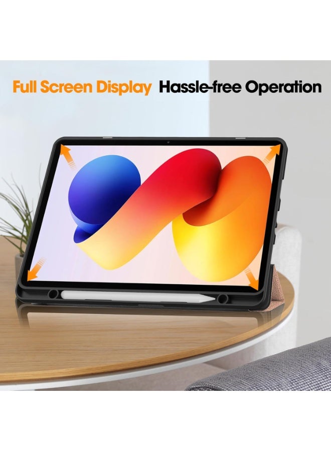 VKL Case Compatible with Xiaomi Redmi Pad 2 Pro 12.1 inch 2025 Tablet, Tri-Fold PU Leather Case with Auto Wake/Sleep, Soft TPU Back Shockproof Cover Built-in Pen Holder (Rose Gold) - Image 5