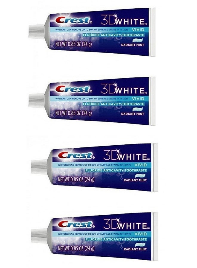 Crest 3D White Vivid Fluoride Anticavity Toothpaste Radiant Mint 0.85 oz Travel Size (Pack of 4)