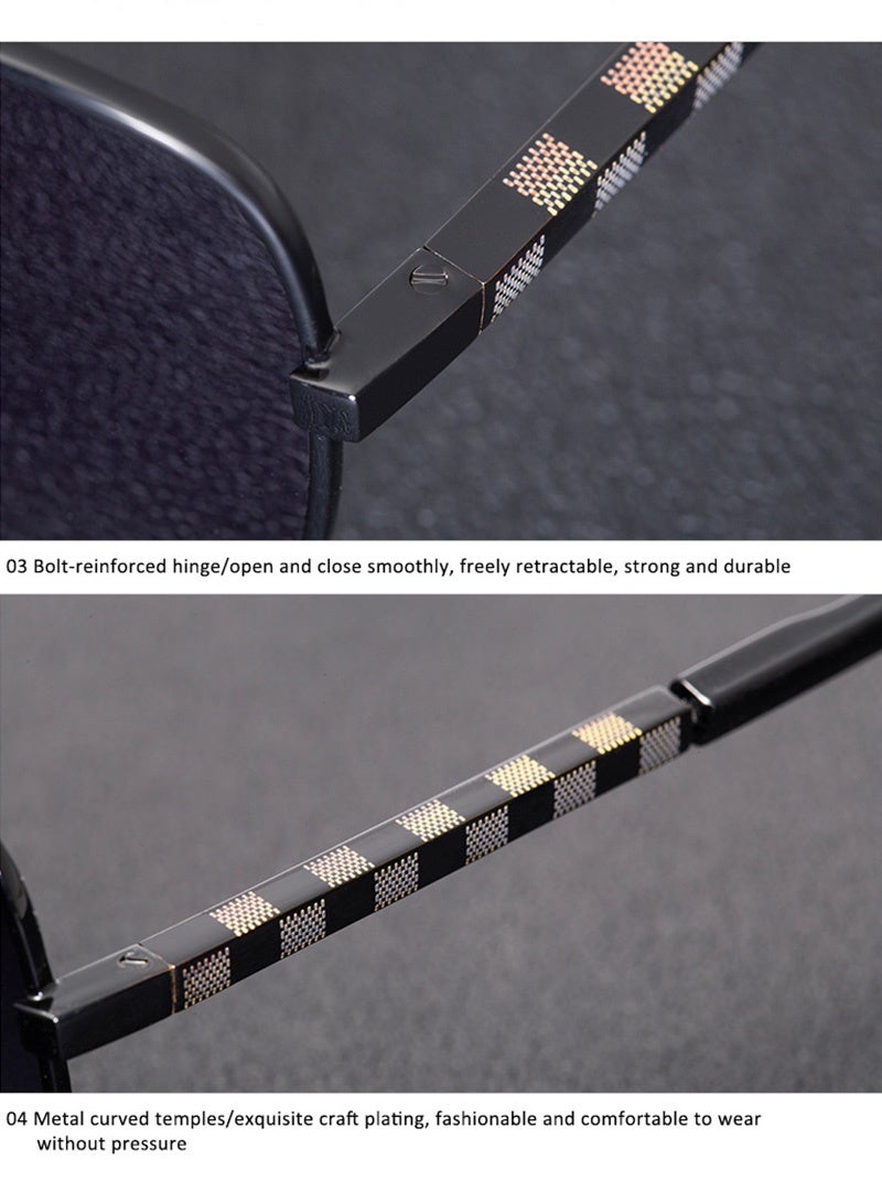 UV400 Protection Metal Square Sunglasses – Retro Vintage Driving Sun Glasses for Men Women, High-End Luxury Designer Eyewear - Image 5