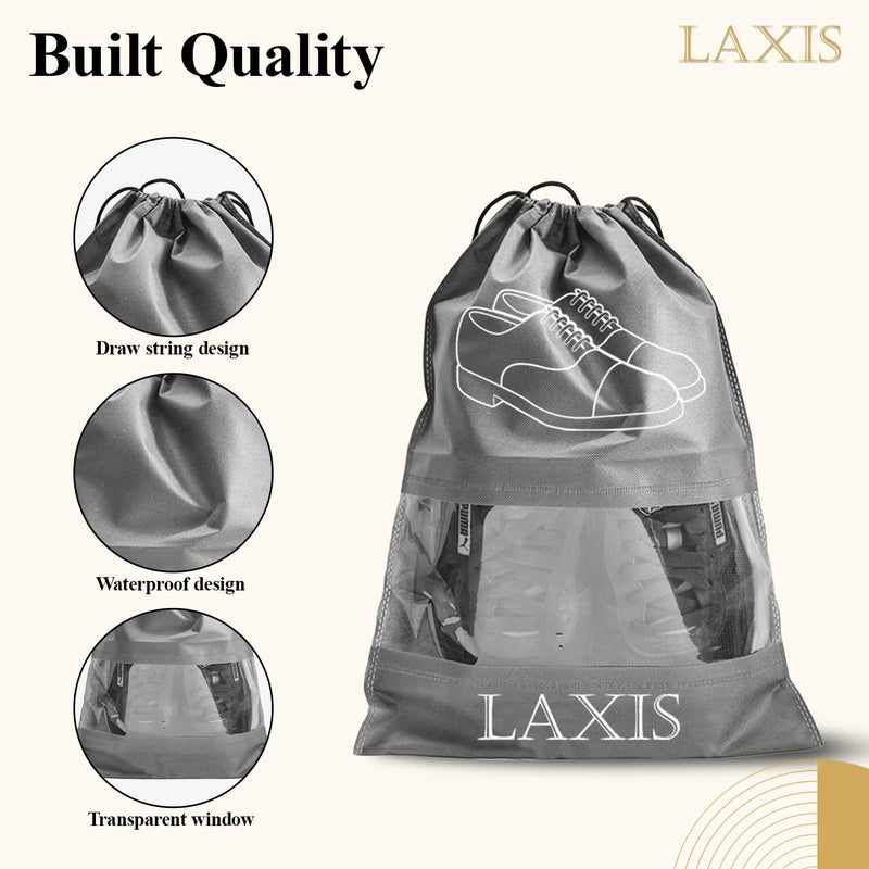 LAXIS HOMFIL Brand - - Shoe Bag for Travel & Storage Organizer for Women & Men | Travel Accessories Shoe Bags Pouches | Travel Shoe Cover for Travelling Travel Essentials (Grey, Pack of 6) - Image 3