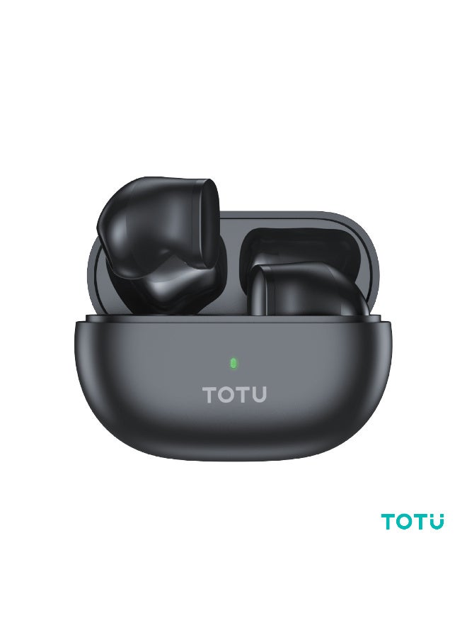 Totu True Wireless Earphones, Bluetooth 5.3, HiFi Stereo Sound, 22 Hours Total Playtime with Type-C Case, Mini In-Ear Earbuds - Black - Image 1