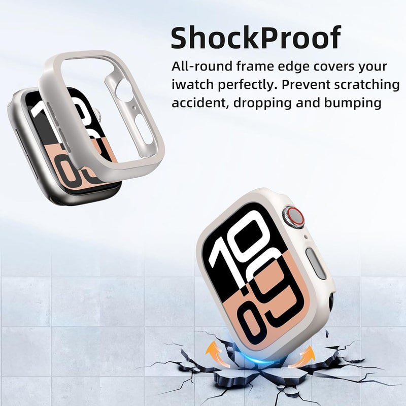 2 Pack [NO Screen Protector] Bumper Case for Apple Watch Series 10 46mm, Slim Thin Shockproof Bumper Cover, Hard PC Protective Frame All-Around Edge for iWatch 46mm Accessories, Starlight - Image 4