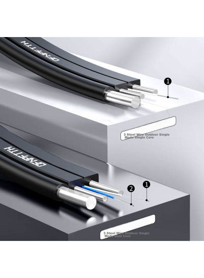Ofnpftth Wanjeed Fiber Optic Cable, Outdoor Single-mode Dual-core Fiber Optic Line, 2-core 3-steel Wire, Fiber Optic Home Line, Black 50 Meters 2-19121 - Image 3