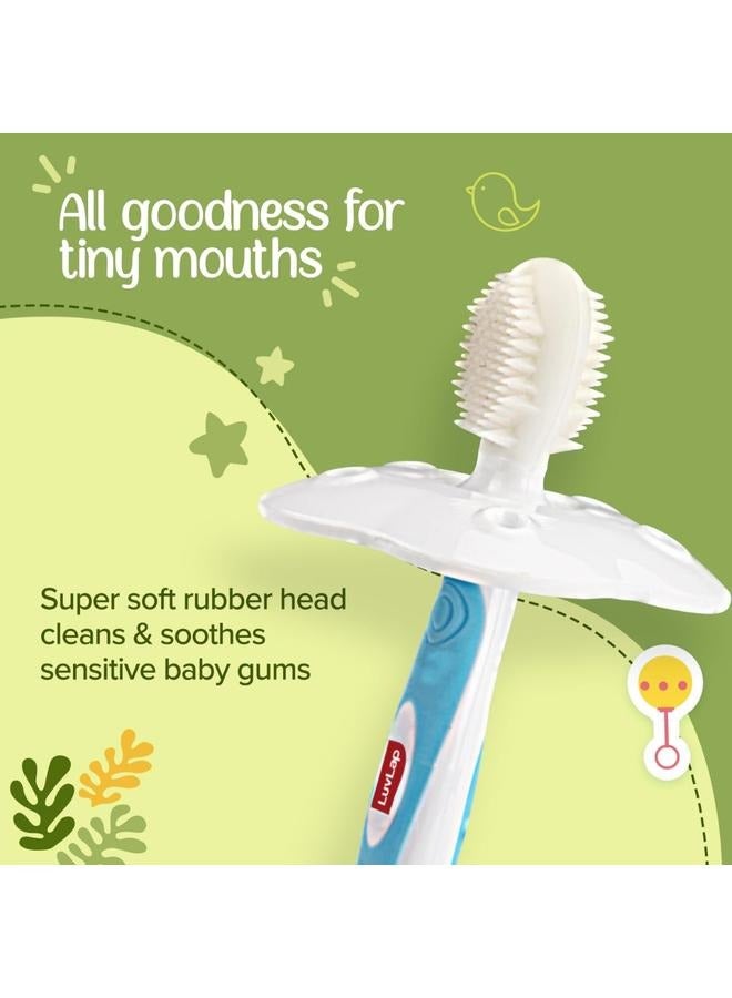 Luvlap Baby Training Toothbrush Set with Anti Choking Shield, Teeth & Tongue Cleaner, Baby Oral Hygiene, 3 pcs, (White/Blue) - Image 5