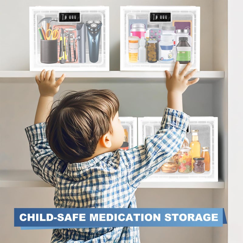 Gemaxvoled Medicine Lock Box for Safe Medication, Premium Material Lockable Storage Box Locking Organizer Bin with Combination Code for Fridge Food/Snacks/Phone/Tablet Jail/Home/Office Storage Lockers - Image 5