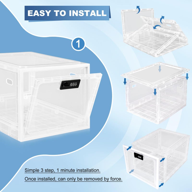 Gemaxvoled Medicine Lock Box for Safe Medication, Premium Material Lockable Storage Box Locking Organizer Bin with Combination Code for Fridge Food/Snacks/Phone/Tablet Jail/Home/Office Storage Lockers - Image 3
