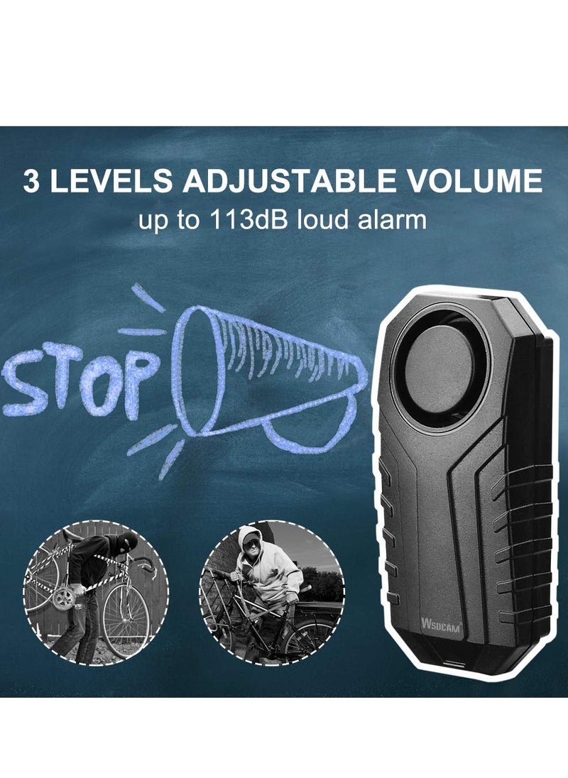 SYOSI - Bike Alarm with Remote, 113dB Wireless Anti-Theft Vibration Motorcycle Bicycle Alarm Waterproof Vehicle Security Alarm System (1 Host, 1 Remote) - Image 1