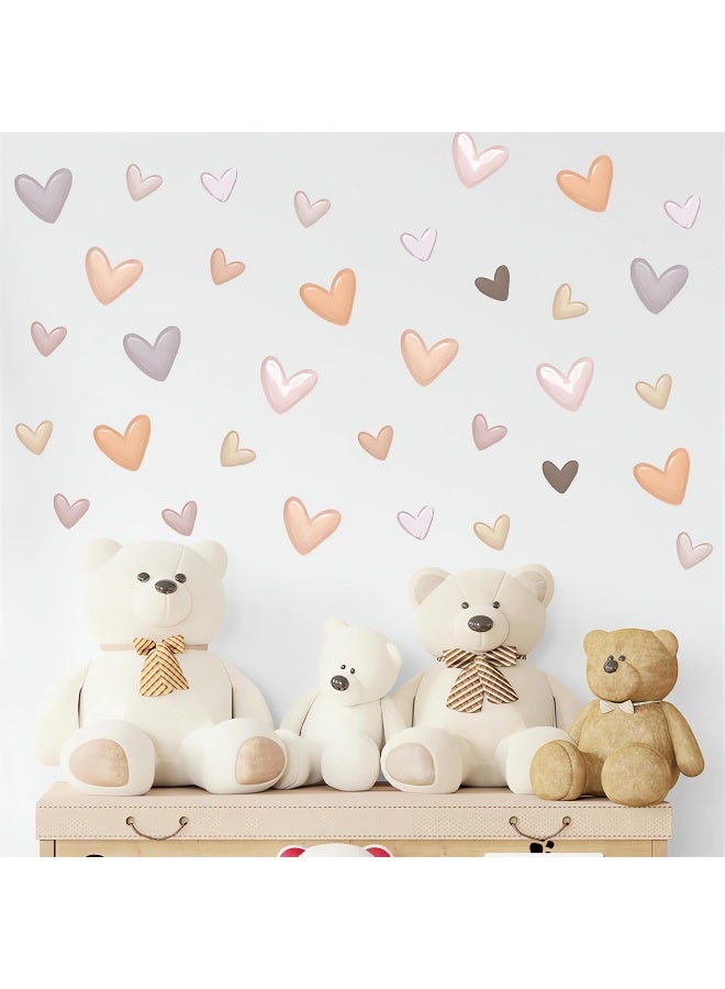Home Trove sacinora 12 Sheets 120 Pcs Gray Brown Love Heart Graphics Wall Stickers, Ins Style Romantic Love DIY Wall Decals Removable Vinyl Peel and Stick for Nursery Bedroom Art Home Decorations - Image 1