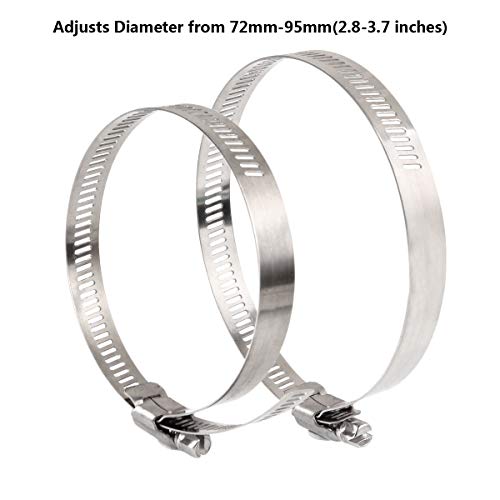 LISHINE 30 Pcs 3 inch Hose Clamp Adjustable Stainless Steel Hose Clamps Worm Gear Clamps Adjustable 72-95mm Range, Duct Clamp, Worm Drive Clamp for Automotive, Water Pipe, Hose Clip - Image 4