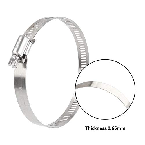 LISHINE 30 Pcs 3 inch Hose Clamp Adjustable Stainless Steel Hose Clamps Worm Gear Clamps Adjustable 72-95mm Range, Duct Clamp, Worm Drive Clamp for Automotive, Water Pipe, Hose Clip - Image 5