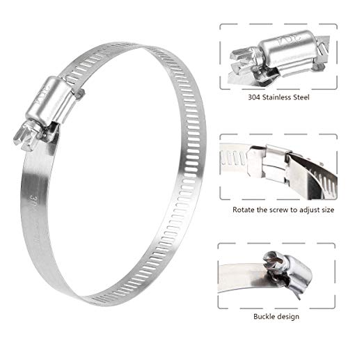 LISHINE 30 Pcs 3 inch Hose Clamp Adjustable Stainless Steel Hose Clamps Worm Gear Clamps Adjustable 72-95mm Range, Duct Clamp, Worm Drive Clamp for Automotive, Water Pipe, Hose Clip - Image 2