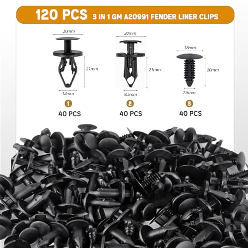 UNIGT 3 in 1 GM A20991 Fender Liner Clips Compatible with 11589292 Bumper Fastener Rivet 21030249 Door Trim Panel 1605396/1595864 GMC Trucks Buick Plastic Push Pins - Image 2