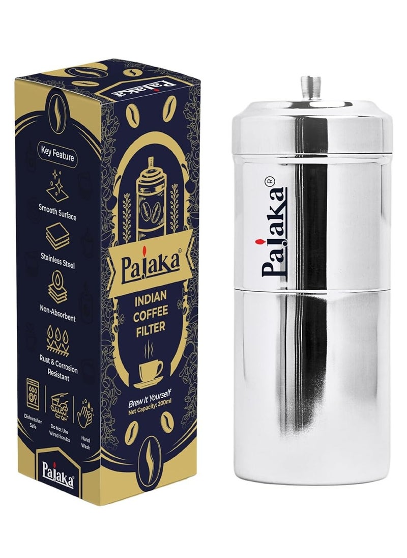 PAJAKA PAJAKA Madras Kaapi Kappi Maker - Stainless Steel Drip Coffee Brewer for South Indian Filter Coffee, 200 ML Capacity, Medium Size, 2-4 Cup Mug Decoction Dripper for Home & Kitchen  - Image 1