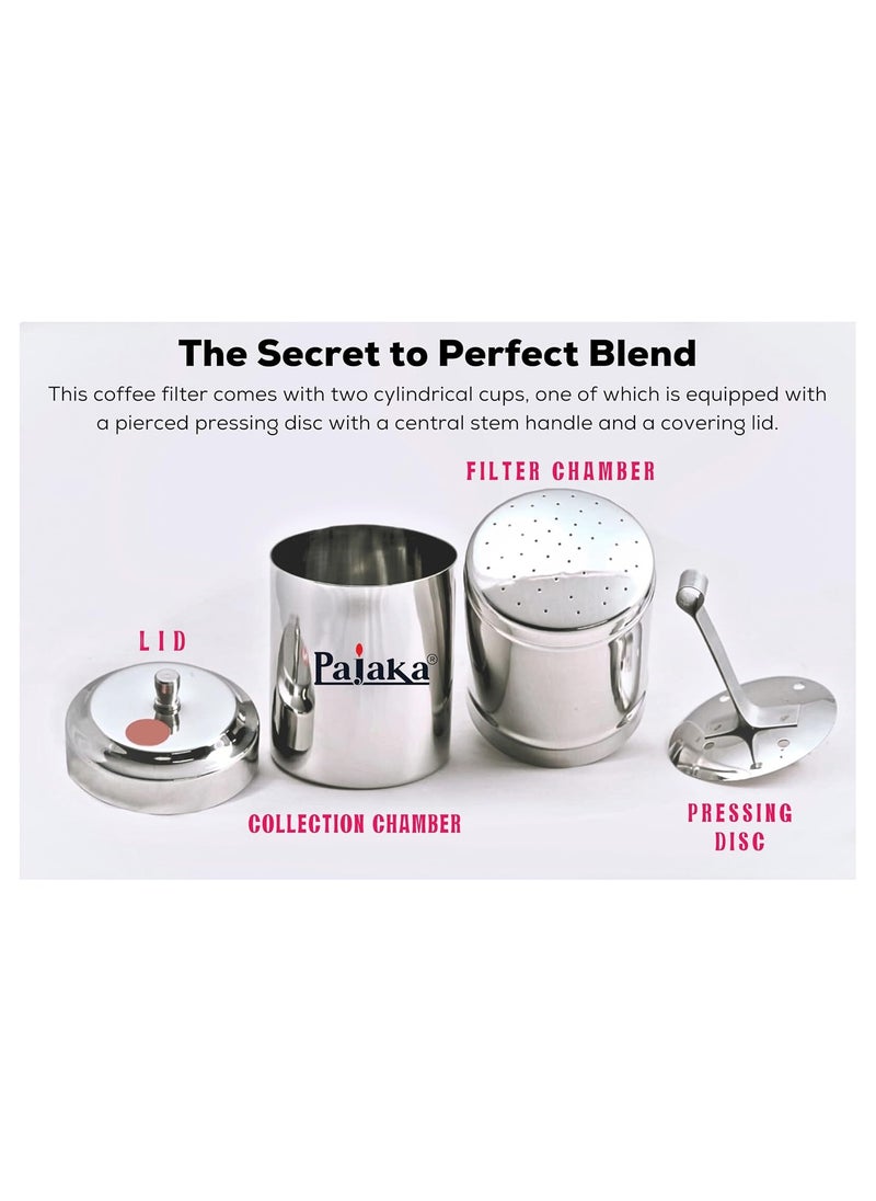 PAJAKA PAJAKA Madras Kaapi Kappi Maker - Stainless Steel Drip Coffee Brewer for South Indian Filter Coffee, 200 ML Capacity, Medium Size, 2-4 Cup Mug Decoction Dripper for Home & Kitchen  - Image 2
