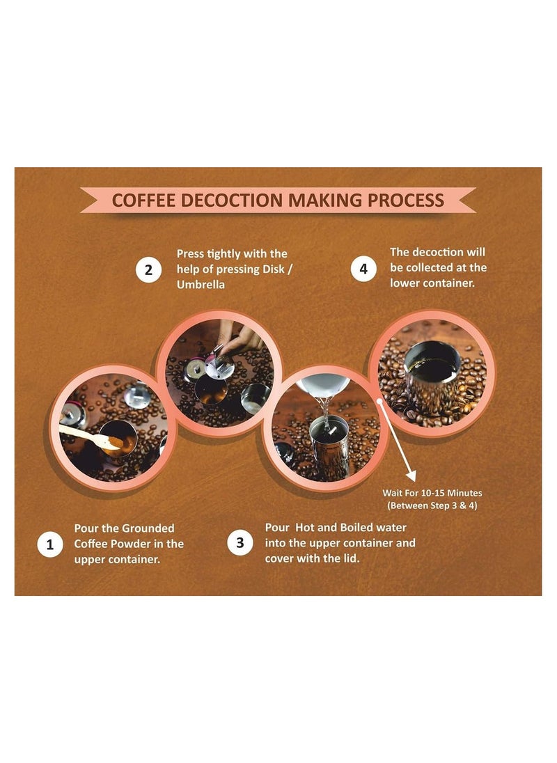 PAJAKA PAJAKA Madras Kaapi Kappi Maker - Stainless Steel Drip Coffee Brewer for South Indian Filter Coffee, 200 ML Capacity, Medium Size, 2-4 Cup Mug Decoction Dripper for Home & Kitchen  - Image 3