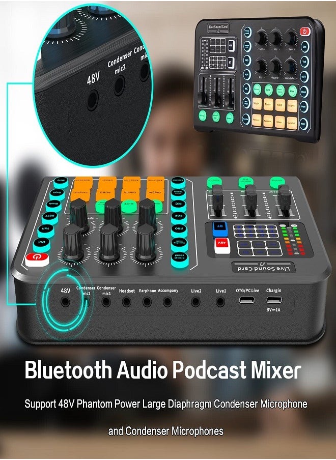 Sunbmebge Professional Audio Mixer/Audio Interface with DJ Mixer Live Sound Effects and Voice Changer/48V Phantom Power Stereo DJ Studio Streaming/Great for Streaming/Podcasting/Gaming  - Image 4