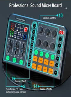 Sunbmebge Professional Audio Mixer/Audio Interface with DJ Mixer Live Sound Effects and Voice Changer/48V Phantom Power Stereo DJ Studio Streaming/Great for Streaming/Podcasting/Gaming  - Image 2