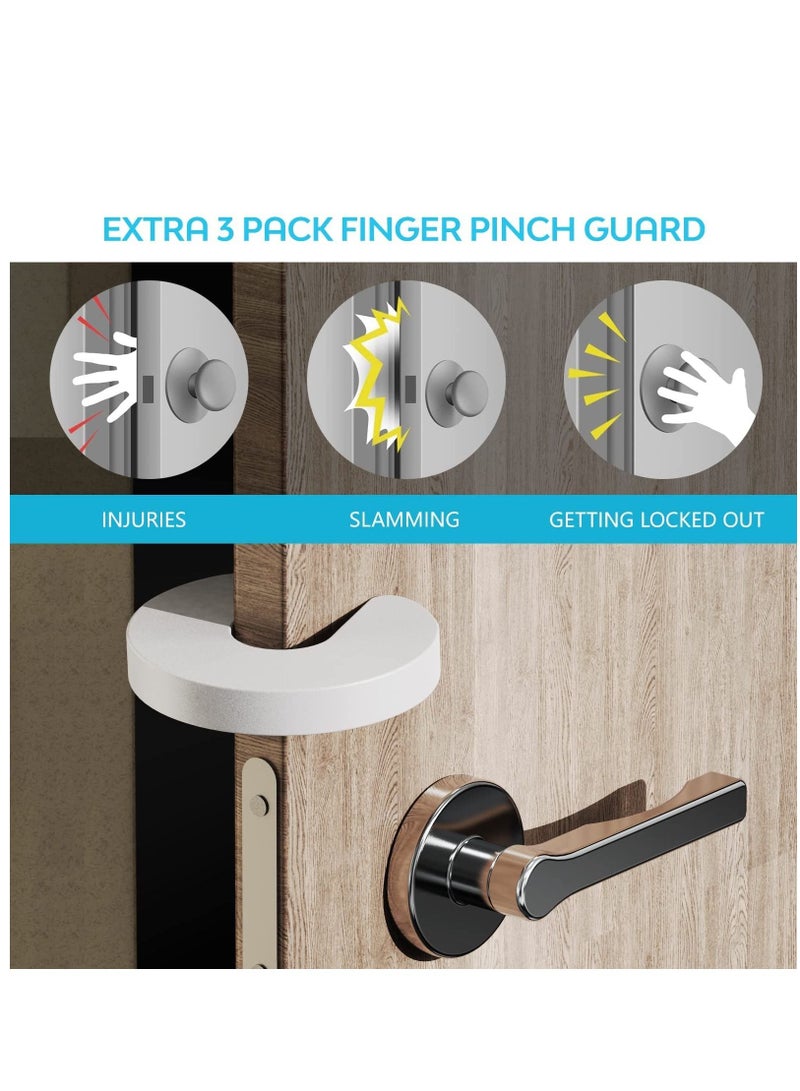 XiuWoo Childproof Door Lever Lock, 7 Pieces Hole-free Handle Holder Kids Safety Lock Blocking Tool Stopper Interior Accessories for Preventing Finger Pinch Injuries Slamming - Image 2