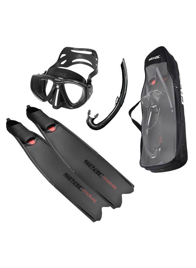 Seac Apnea Fins, Set Motus, Color: Black, Size: 9.5-1 (0890085520486A) - Image 1
